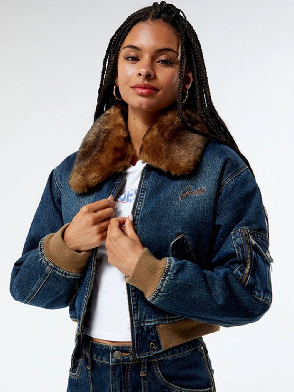 GUESS Originals Faux Fur Denim Jacket